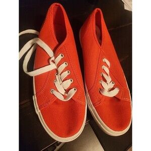 Women’s Old Navy Coral Canvas Sneakers | Size 8 | Bright Orange/Pink Lace-Up Ten